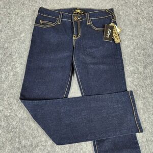 NWT Baby Phat Bohemian Chic Jeans Women Sz 9 Blue Stretch Gold Cat Y2K Tapered